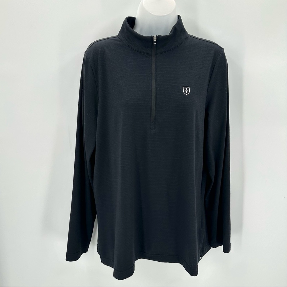Travis Mathew Pullover Top Womens XL Black CRESTVIEW 1/4 Zip TM1WW003 LOGO READ